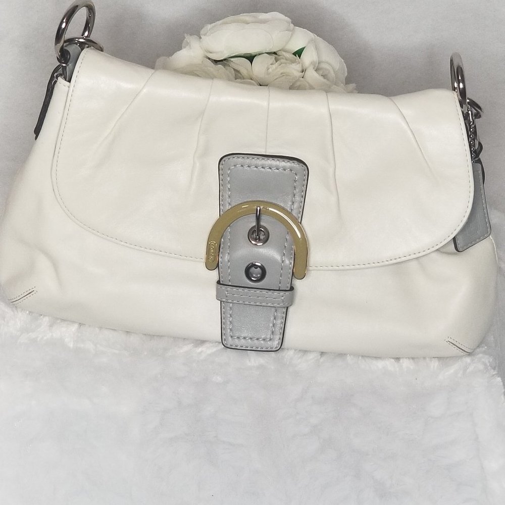 Coach Soho Shell White Leather Bag